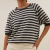 neva slub stripe top | jet black-By bar Sale