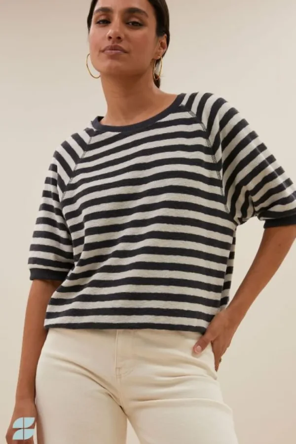 neva slub stripe top | jet black-By bar Sale