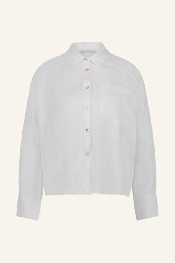 nima linen blouse | bright white-By bar Store