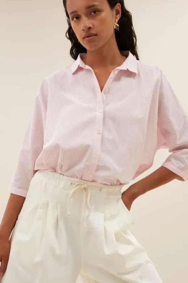 norel pink pinstripe blouse | pink pin stripe-By bar Sale