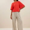 olivia twill blouse | poppy red-By bar New