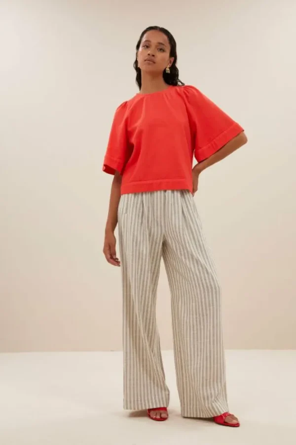 olivia twill blouse | poppy red-By bar New