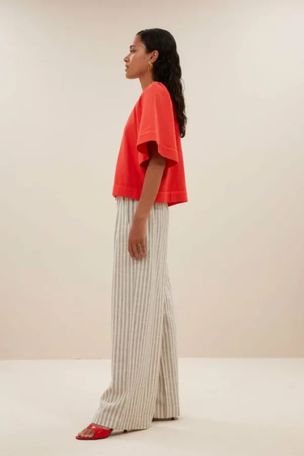 olivia twill blouse | poppy red-By bar New