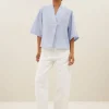 owen pinstripe blouse | sky blue-By bar Online