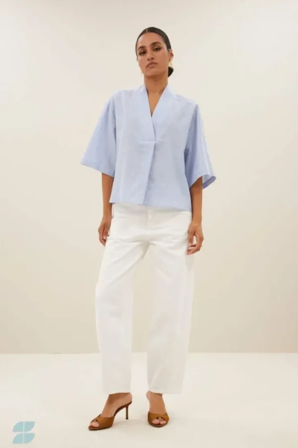 owen pinstripe blouse | sky blue-By bar Online