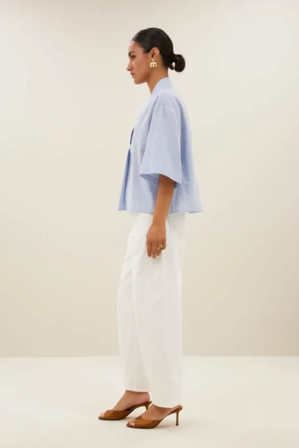 owen pinstripe blouse | sky blue-By bar Online