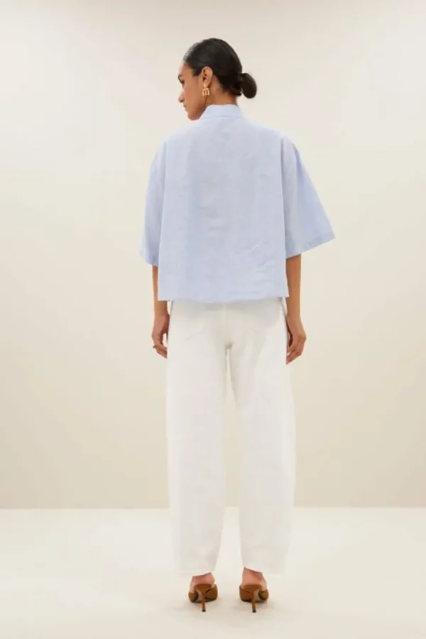 owen pinstripe blouse | sky blue-By bar Online