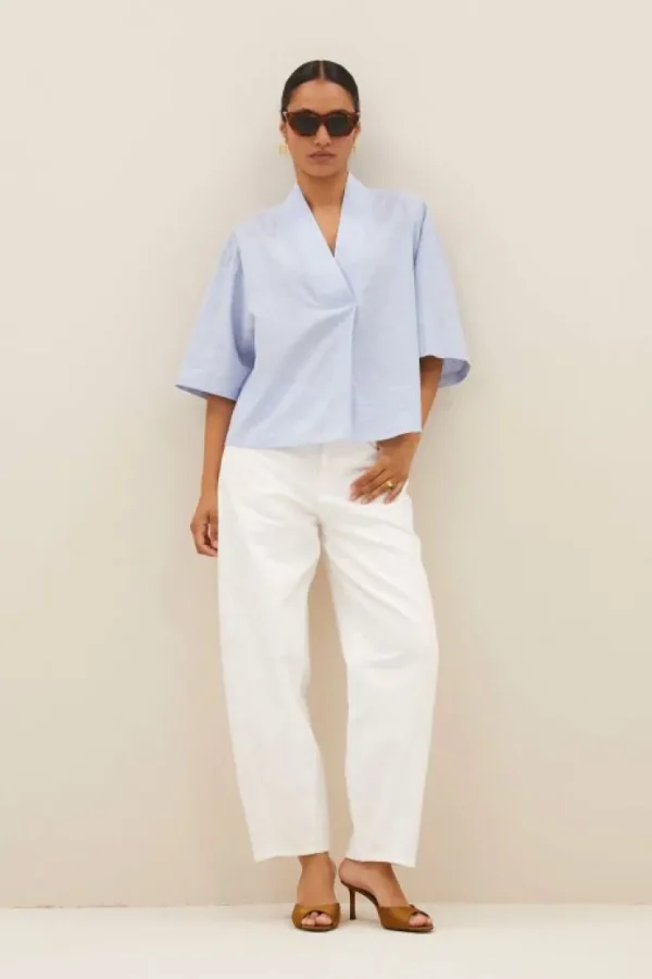 owen pinstripe blouse | sky blue-By bar Online