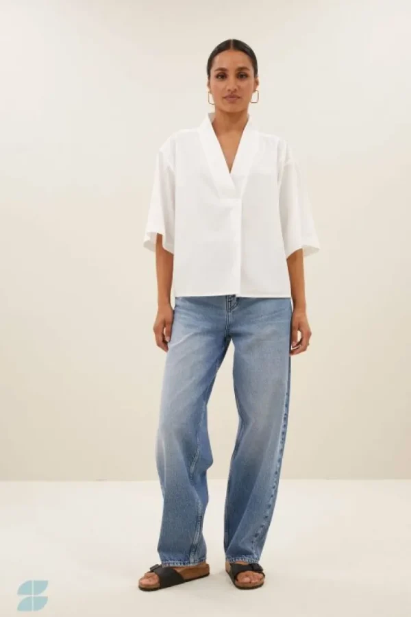 owen poplin blouse | white-By bar Flash Sale