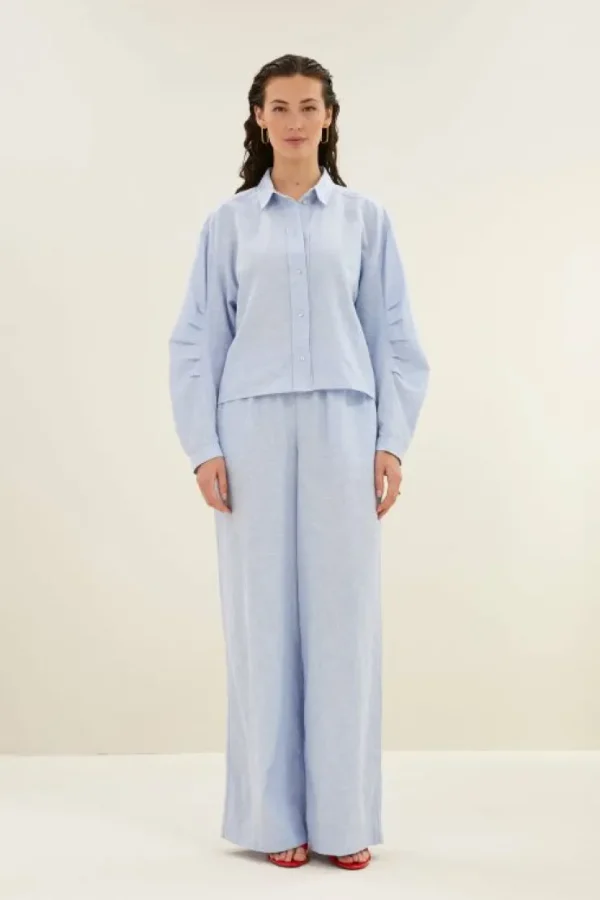 penny pinstripe blouse | sky blue-By bar Fashion