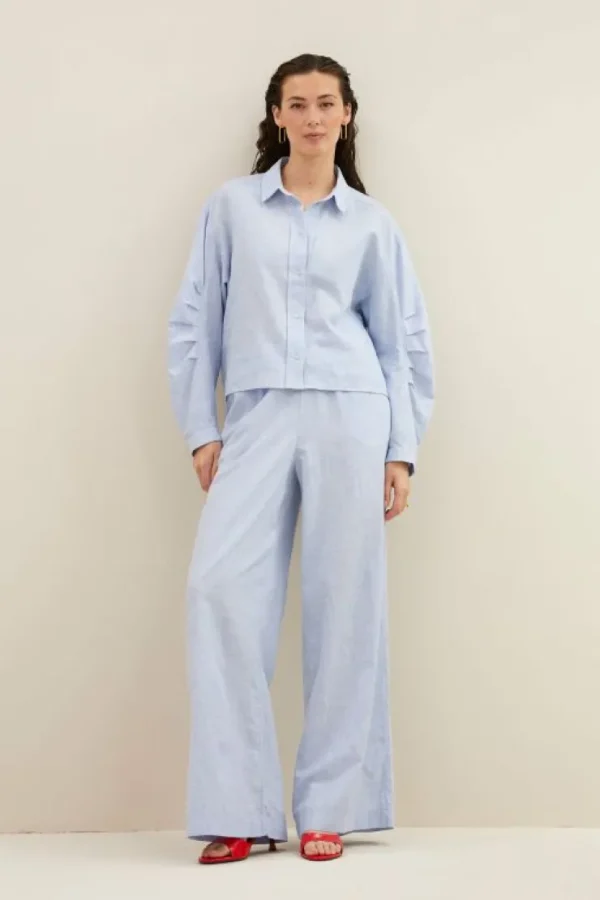 penny pinstripe blouse | sky blue-By bar Fashion