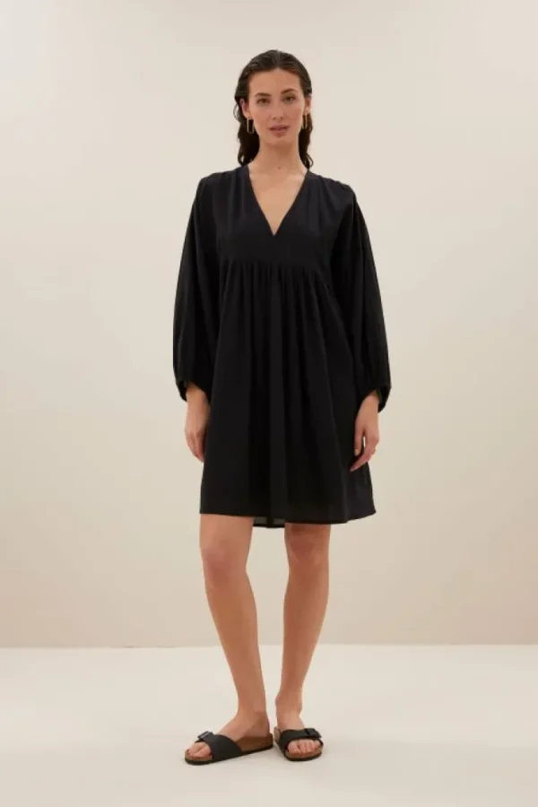 philou chambric dress | jet black-By bar Store