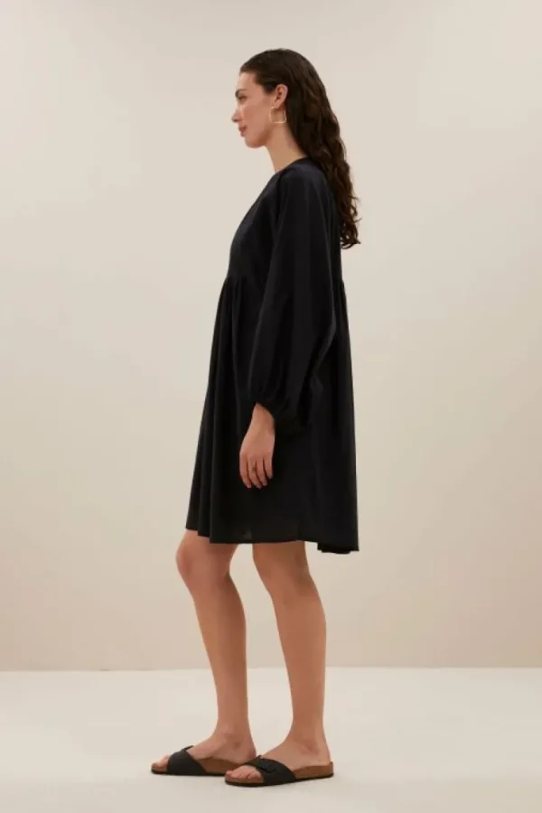 philou chambric dress | jet black-By bar Store