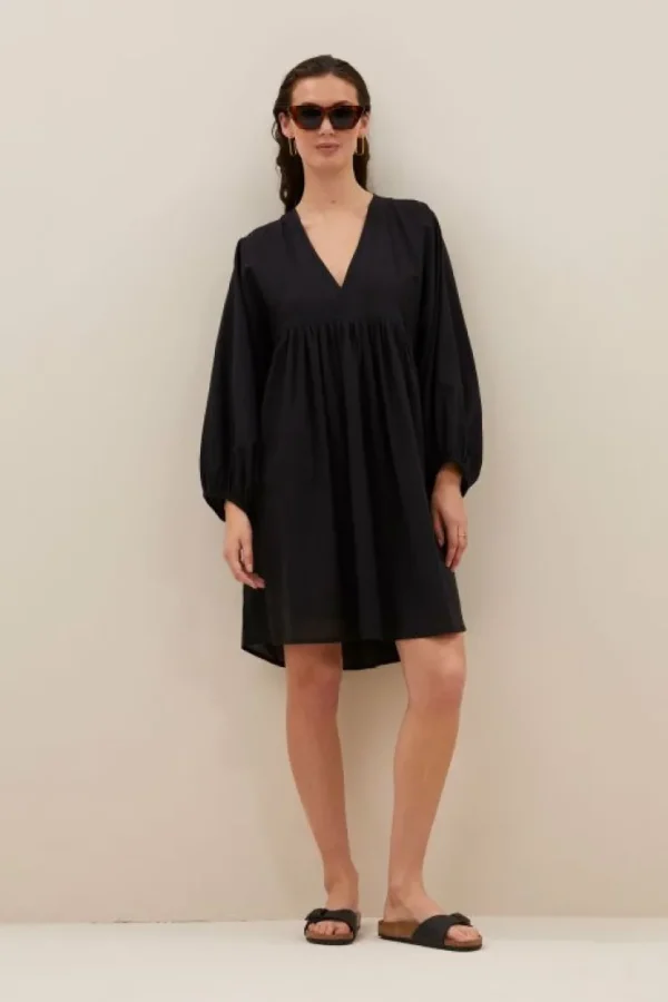 philou chambric dress | jet black-By bar Store