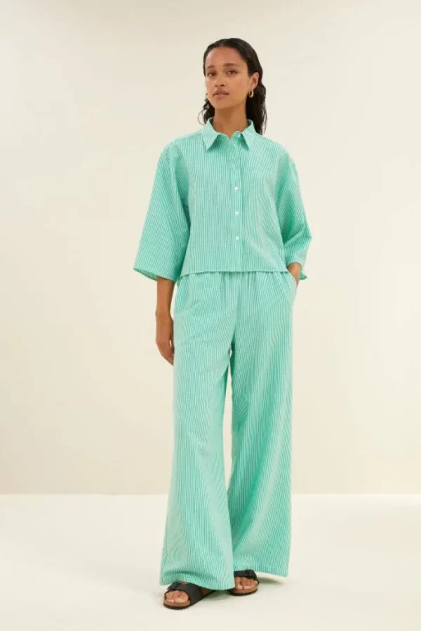 randy green stripe pants | green seer stripe-By bar Best