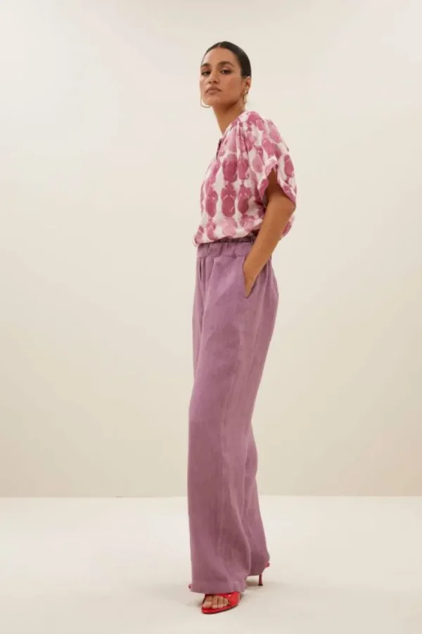 robyn linen pants | lavender-By bar Cheap