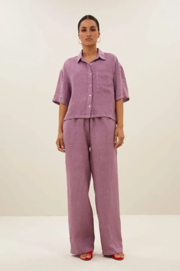 robyn linen pants | lavender-By bar Cheap