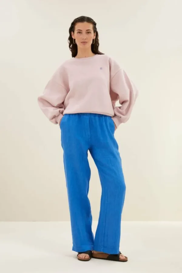 robyn linen pants | queens blue-By bar Shop