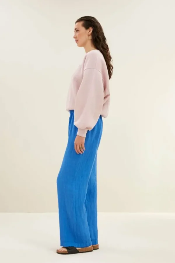 robyn linen pants | queens blue-By bar Shop