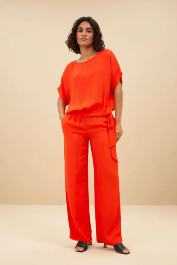 robyn satin stripe pant | bright poppy-By bar Store