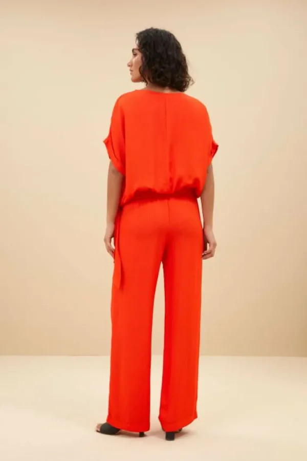 robyn satin stripe pant | bright poppy-By bar Store