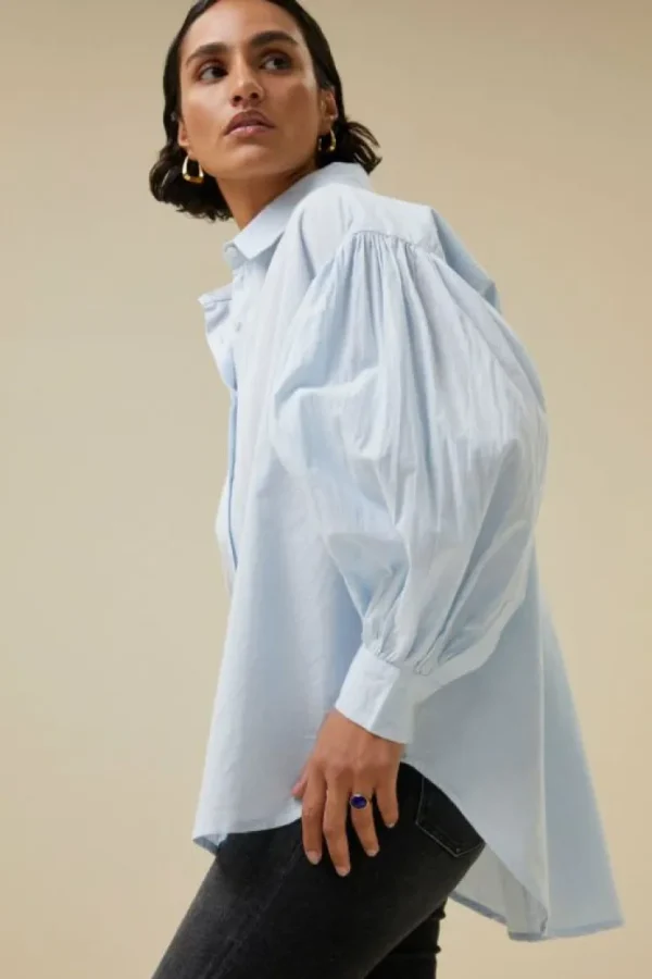 sarah chambray blouse | light blue-By bar Hot