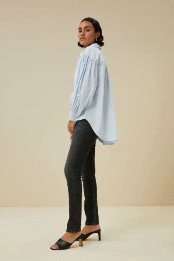 sarah chambray blouse | light blue-By bar Hot