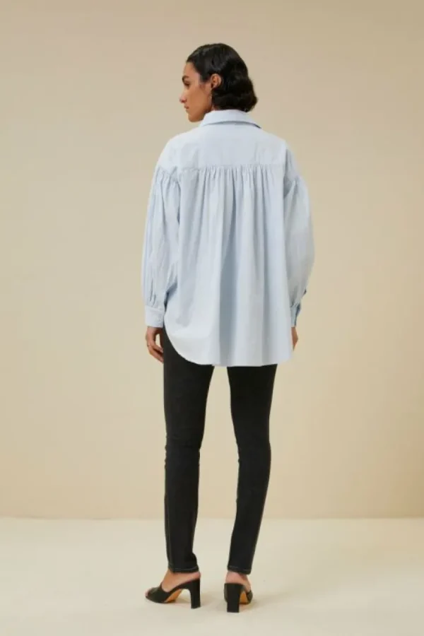 sarah chambray blouse | light blue-By bar Hot