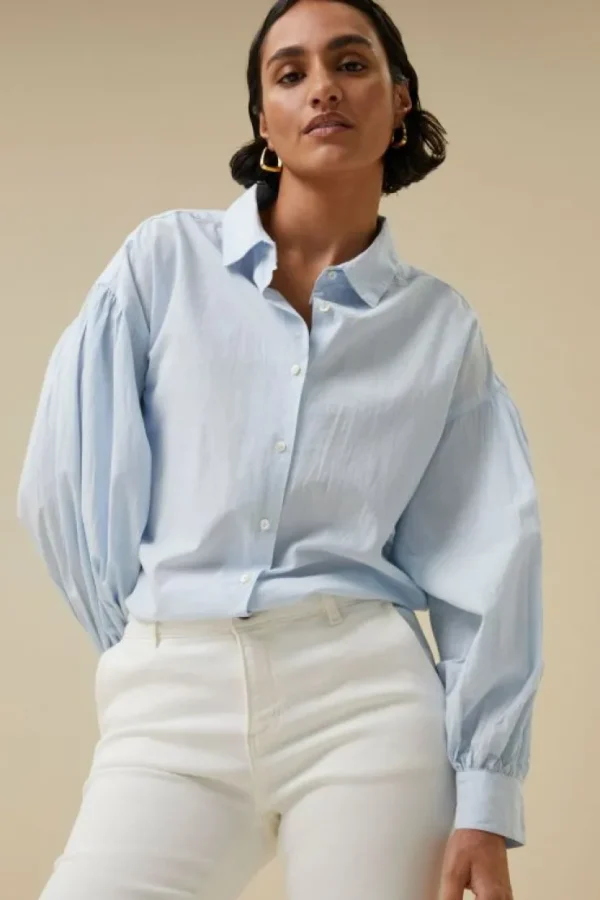 sarah chambray blouse | light blue-By bar Hot