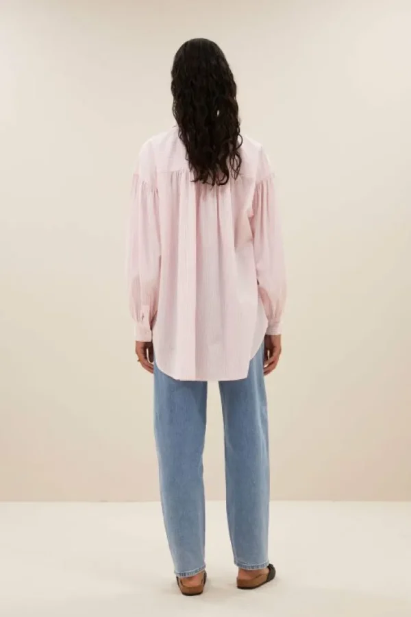 sarah pink pinstripe blouse | pink pin stripe-By bar Online