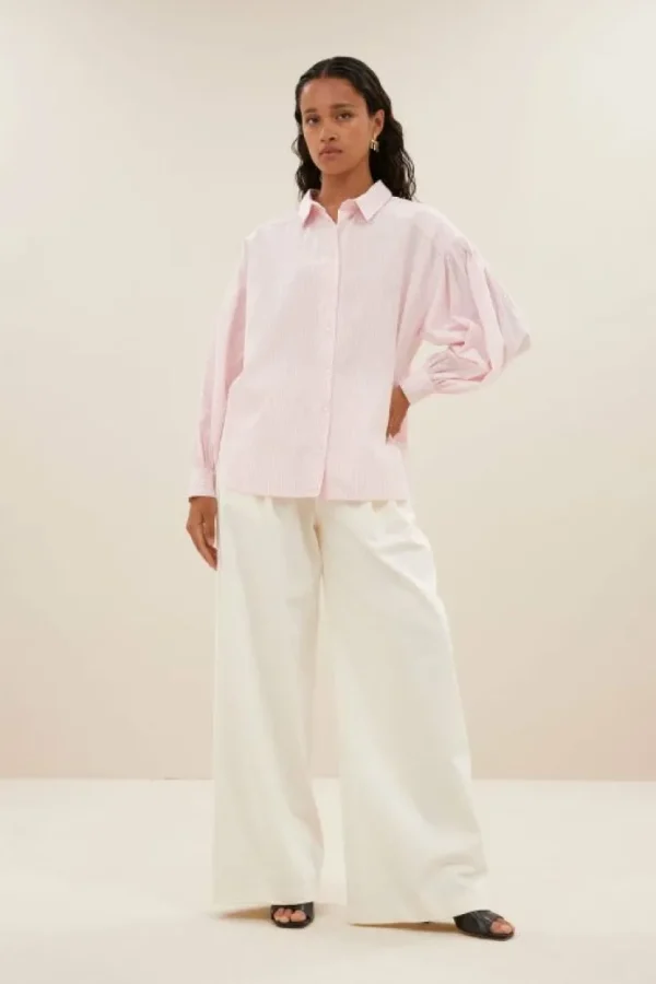 sarah pink pinstripe blouse | pink pin stripe-By bar Online