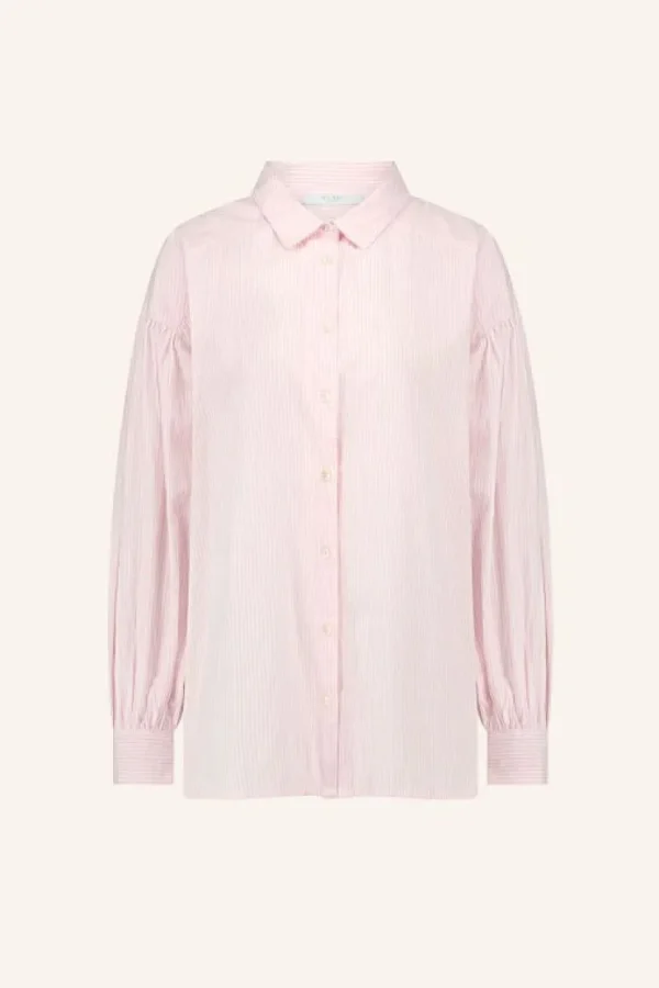 sarah pink pinstripe blouse | pink pin stripe-By bar Online