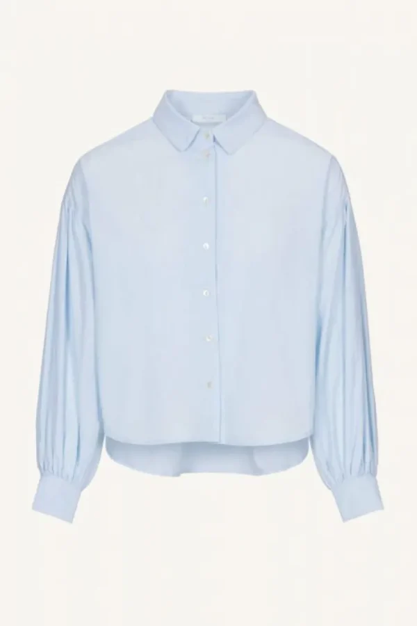 sarah short chambray blouse | light blue-By bar Hot