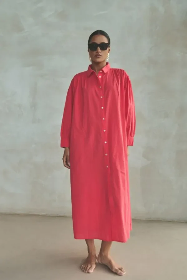 shirt dress | poppy red-By bar Flash Sale