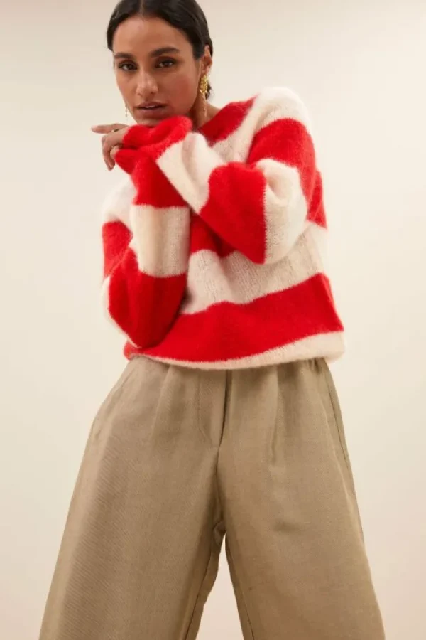 sian stripe pullover | lipstick red stripe-By bar Best