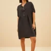 tais linen dress | jet black-By bar Shop