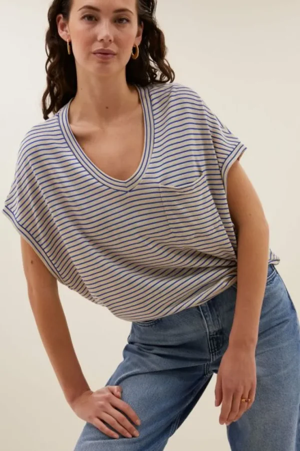 tyler small stripe top | kingsblue small stripe-By bar Cheap