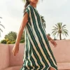 victoria tie dye dress long | green tie dye stripe-By bar Clearance