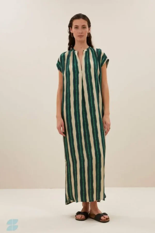 victoria tie dye dress long | green tie dye stripe-By bar Clearance