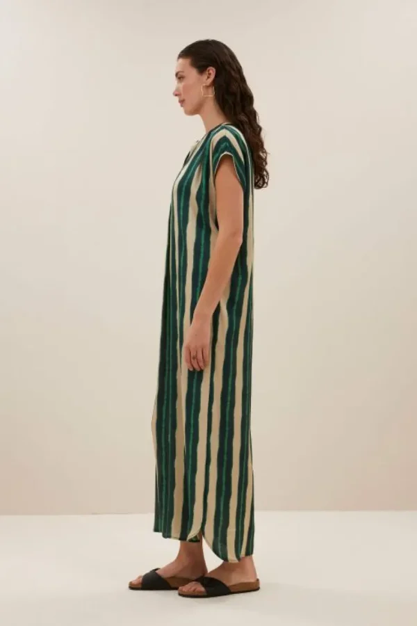 victoria tie dye dress long | green tie dye stripe-By bar Clearance