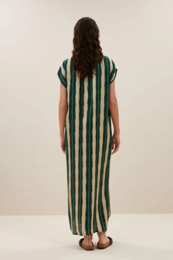 victoria tie dye dress long | green tie dye stripe-By bar Clearance