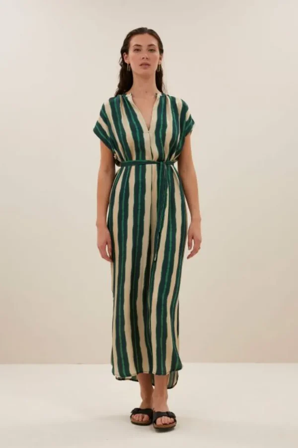 victoria tie dye dress long | green tie dye stripe-By bar Clearance