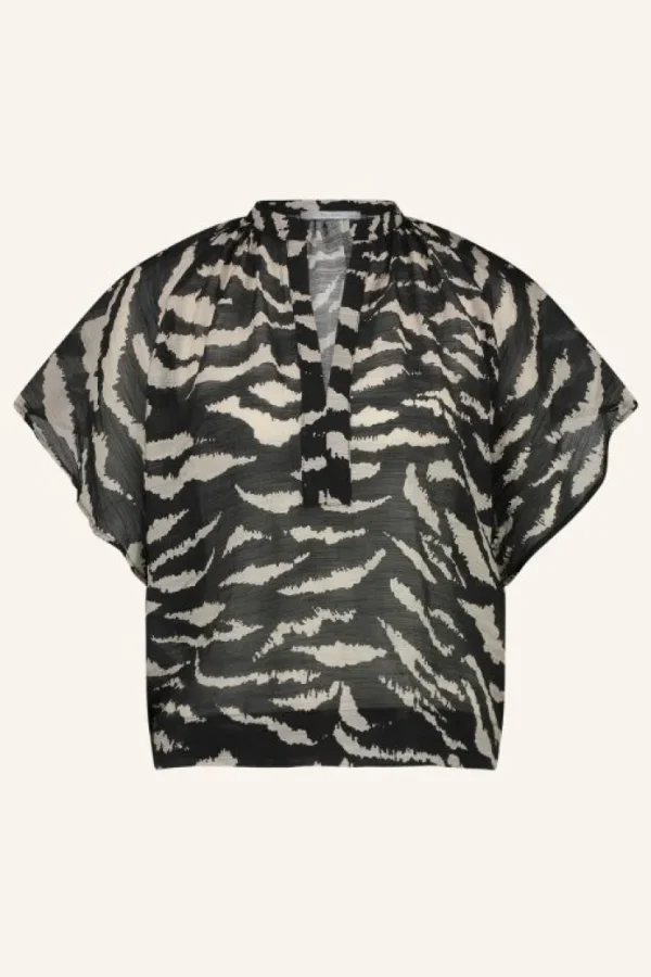 vina zebra blouse | black zebra print-By bar Cheap