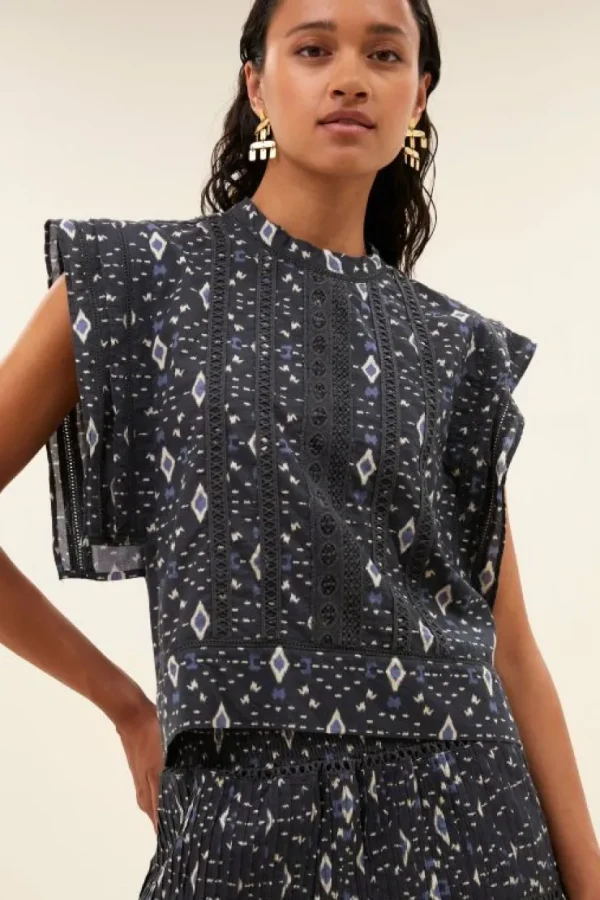 xena midnight ikat blouse | midnight ikat-By bar Best