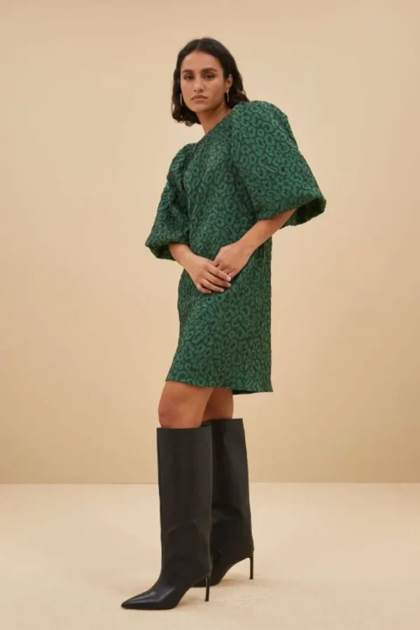 zasu leo dress | green panter print-By bar Store